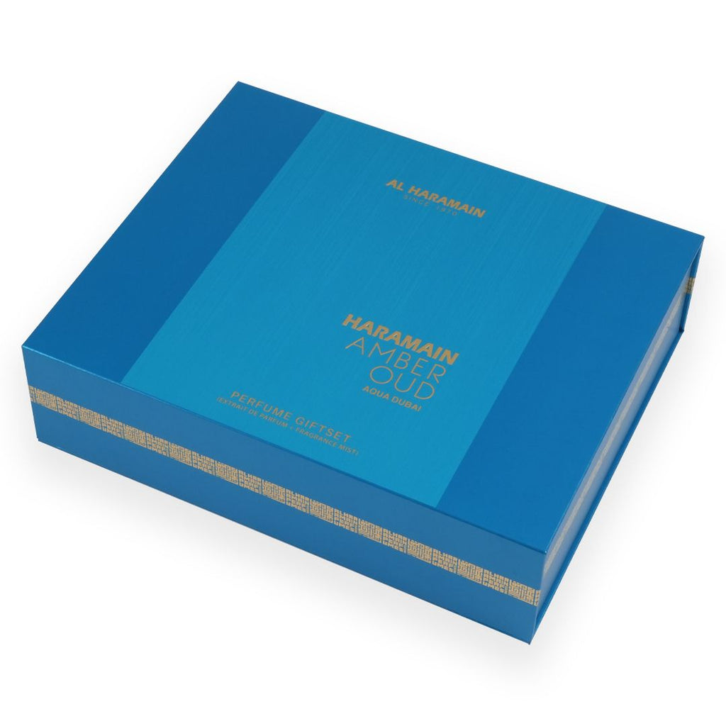 Haramain Amber Oud Perfume Gift Set with Body Mist (75ml + 30 ml + 250ml)