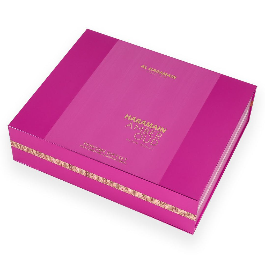 Haramain Amber Oud Perfume Gift Set with Body Mist (75ml + 30 ml + 250ml)