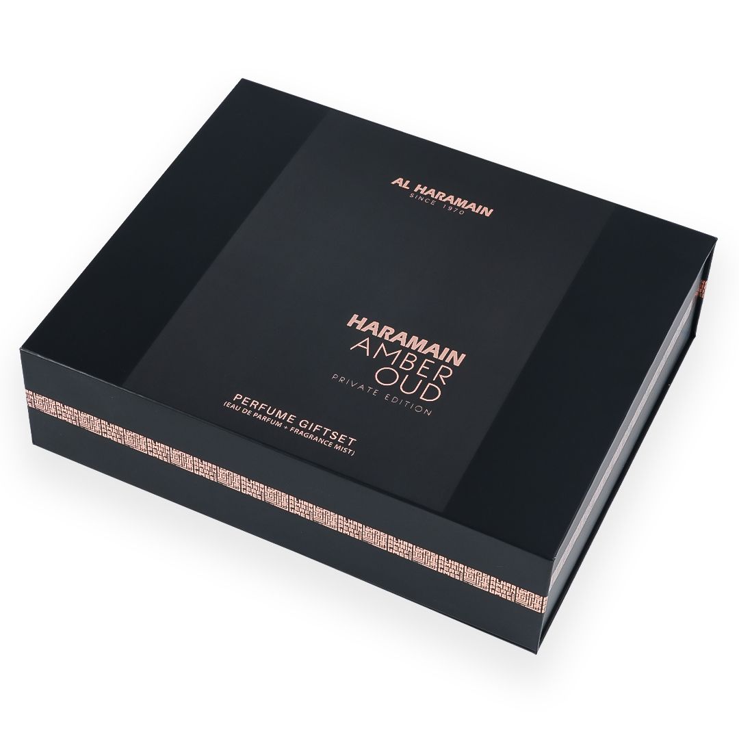 Haramain Amber Oud Perfume Gift Set with Body Mist (75ml + 30 ml + 250ml)